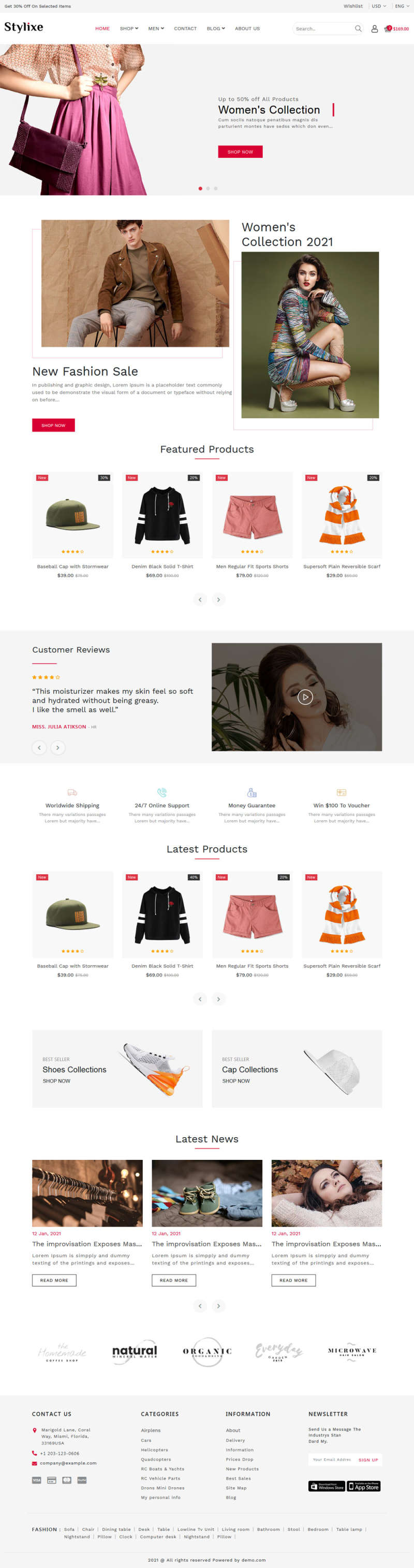 简洁的服装配饰销售商城html5模板
